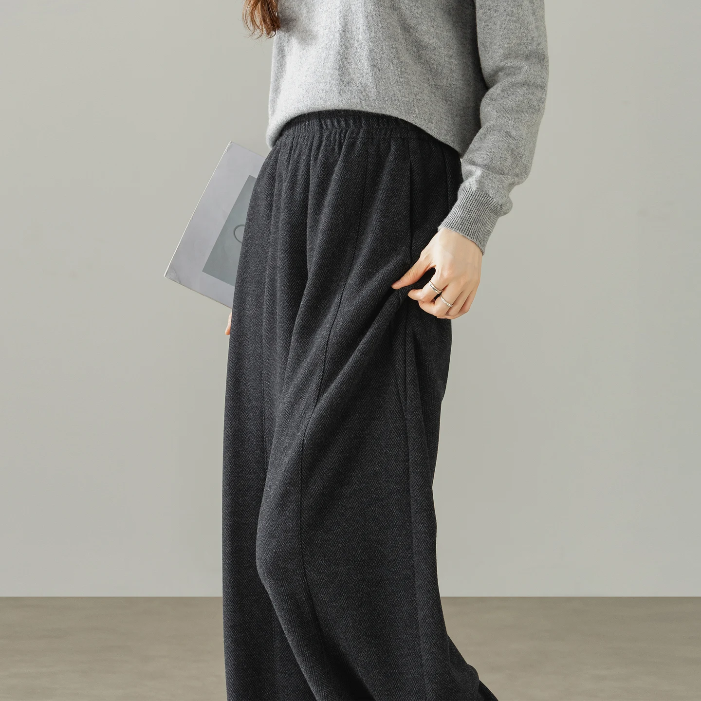 SENTUBILA Women's Wide Leg Pants 2026 Autumn Acetate Wool Blend Commuter Knit Trousers Slim Fit Casual Ladies Pants 163KN6762