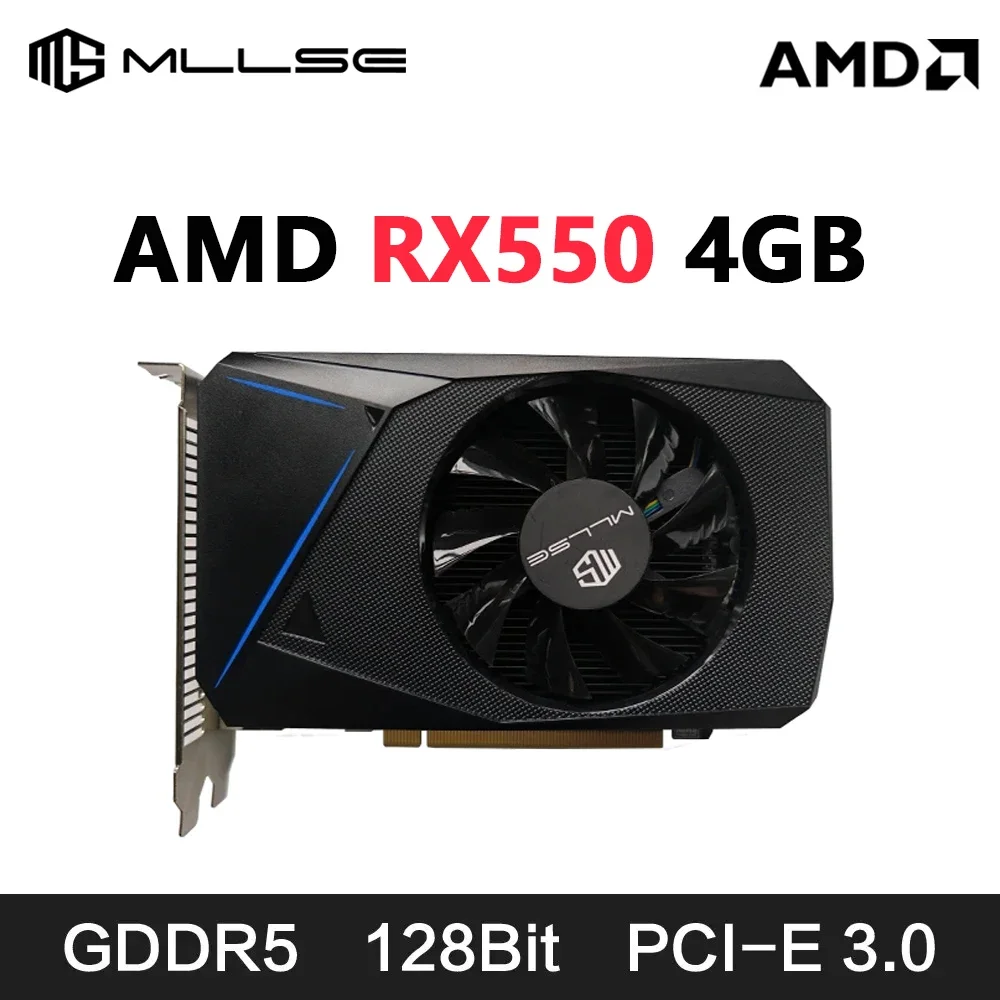 MLLSE AMD Radeon Graphics Cards RX550 4GB Placa De Video GPU 128Bit GDDR5 PCI-E X16 HDMI DP DVI-D For PC Desktop Computer Gaming