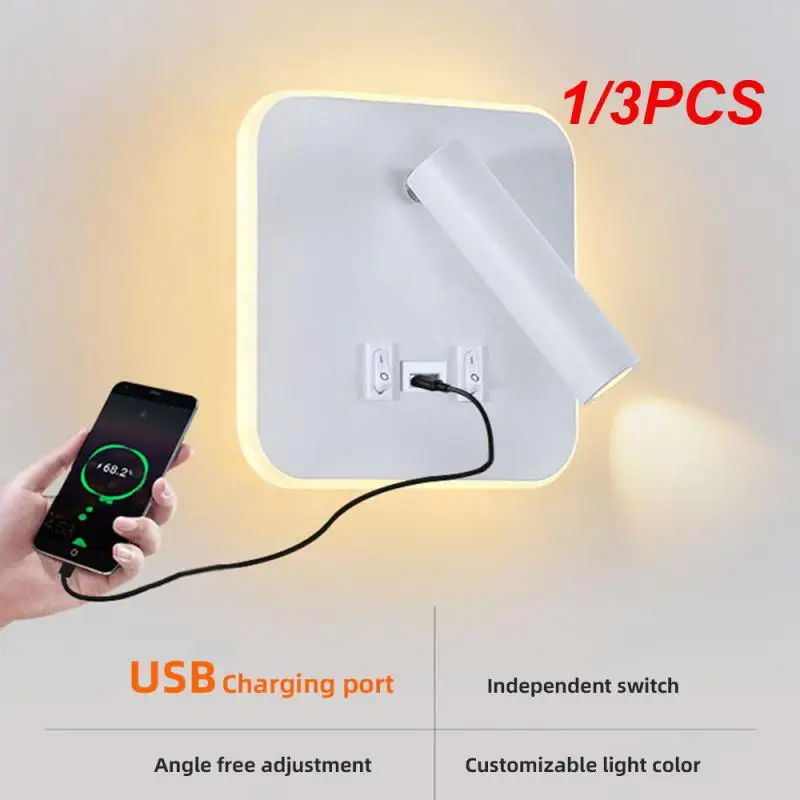 

1/3PCS Spotlights With Switch Usb Charging Bedside Wall Lamp Reading Sconce Lamp 220v Nordic Minimalist Led Lights