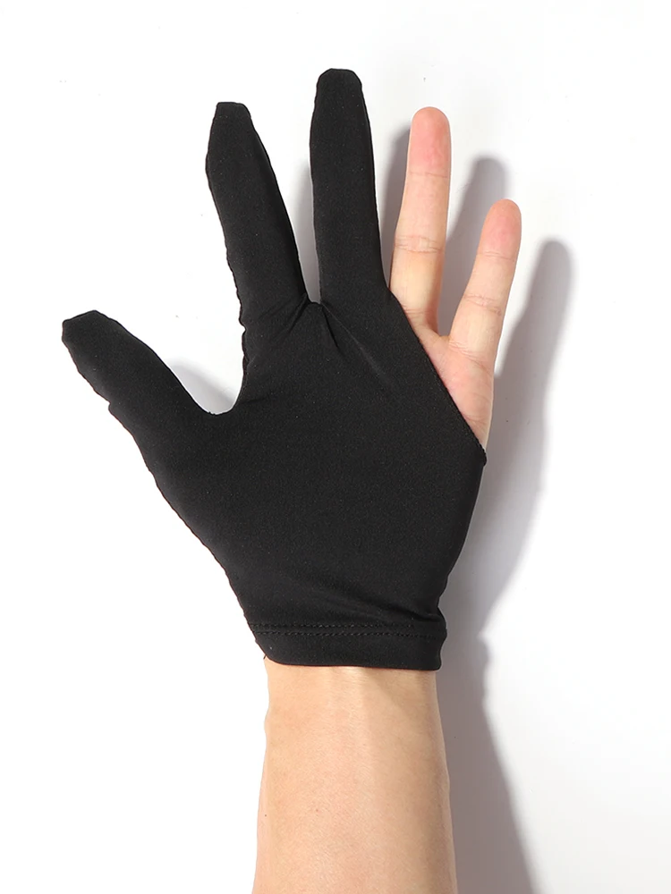 Guantes de billar abiertos con 3 dedos, Protector de mano izquierda/derecha, manopla para taco de billar, ropa deportiva Unisex de talla única