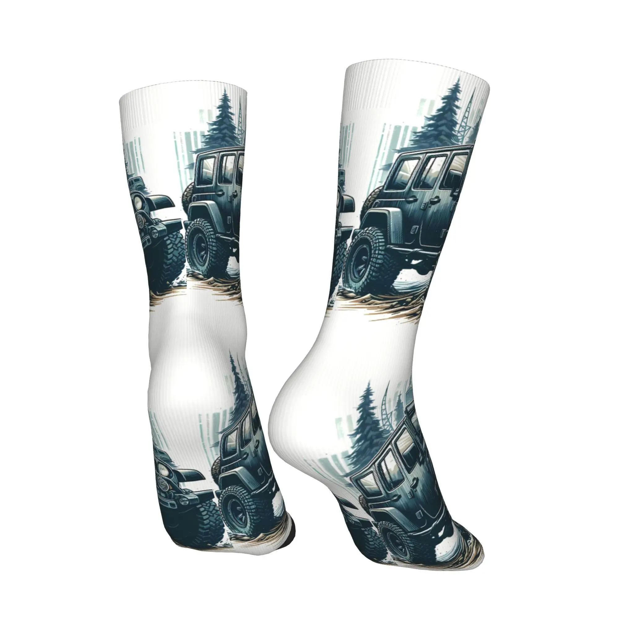 Meia de veículo off road impressa homem poliéster moda