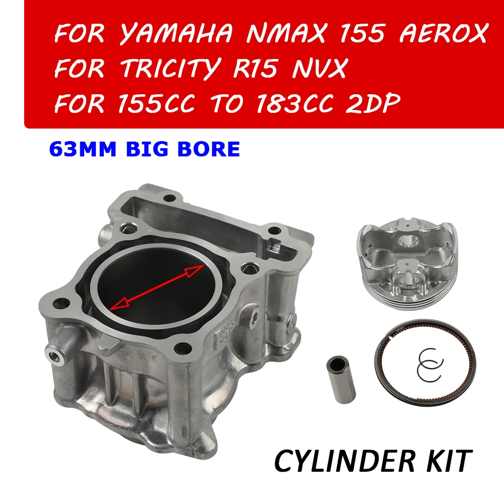 Motorcycle Air Cylinder Piston Kit For Yamaha NMAX 155 NMAX155 Aerox TRICITY R15 NVX 155cc - 183cc 2DP Head Block Set Ring Kit