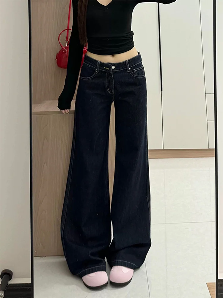 High Waist Wide Leg Jeans Women's Spring Summer plus Size Pear Shape Body Slimming Straight Floor-Length Pants Vintage Style