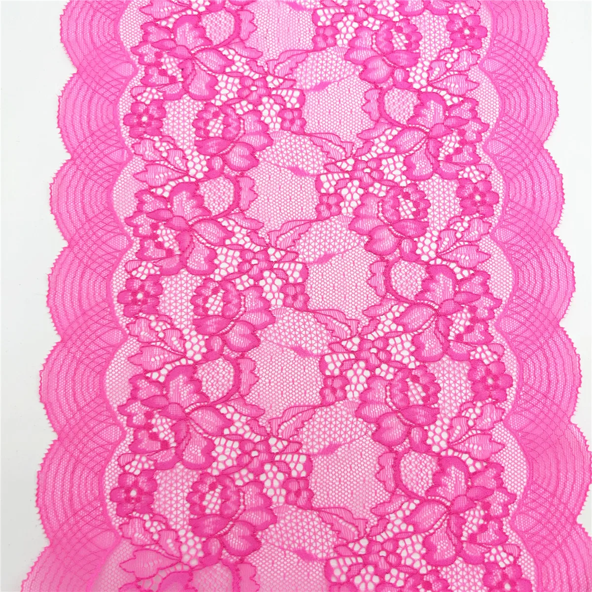 3y/Lot Width 25.50cm Neon Pink Floral Stretch Elastic Lace Trim Lingerie Sewing Craft DIY Apparel Fabric Lace Bikini Underware