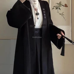 2026 unisex chinese style embroidery cardigan thicken cotton long length anicent style coat elegant casual daily versatile coat