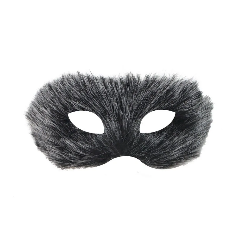 

Cartoon Plush Cat Mask Long Furry Halloween Decoration Half Face Mask Animal Eye Mask Halloween Plush Mask Masquerade Festival