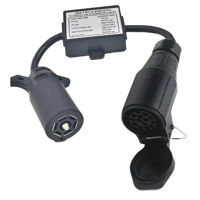 

Hot Sale 7 Way Flat Socket (US Vehicle) To 13-Pin Round Plug (EU Trailer) USA To European Trailer Light Converter