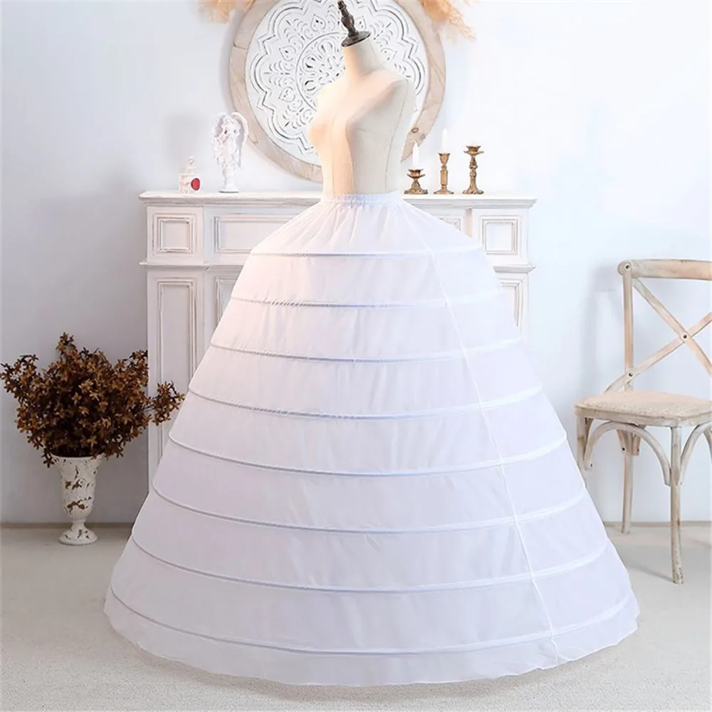 New 8 Hoop Crinoline Black White Long Wedding Petticoat Ball Gown Dress Underskirt Skirt Half Slips Wedding Accessories image 4
