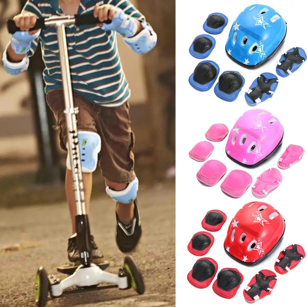 Kids Helmet Knee Elbow Pad Set Swegway Gear Skate Cycling Bike Safety