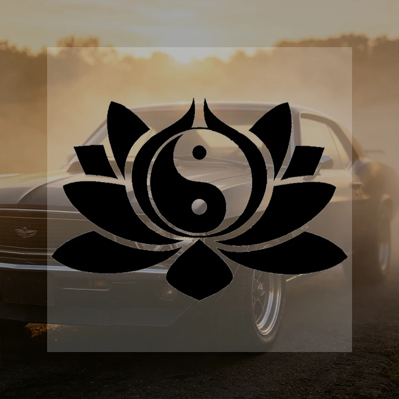 Waterproof Yin Yang Lotus Vinyl Sticker Durable Decal for Laptop Car Wall Decoration