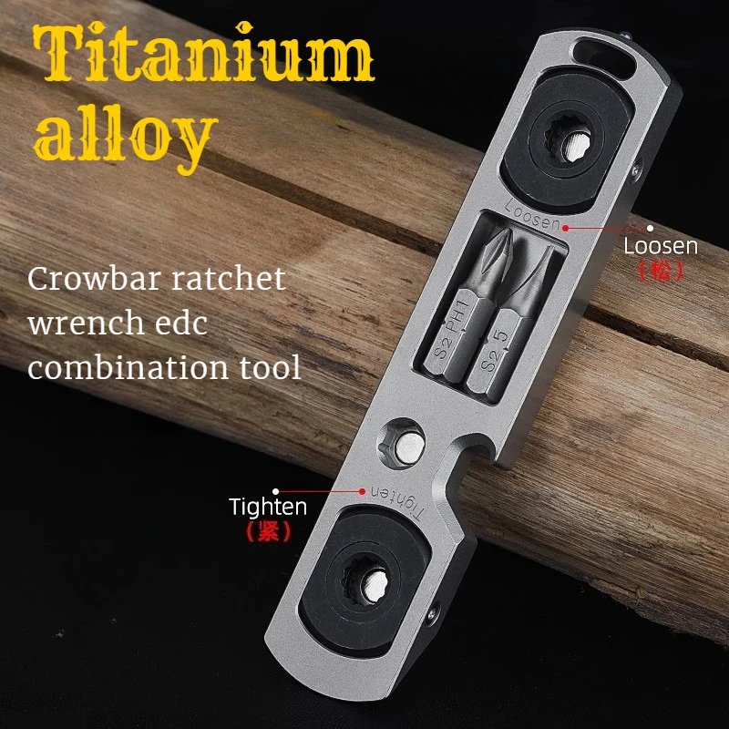 

Titanium Alloy Multi-functional High Quality Crowbar Ratchet Wrench EDC Tool Screwdriver Emergency Manual Combination Tool