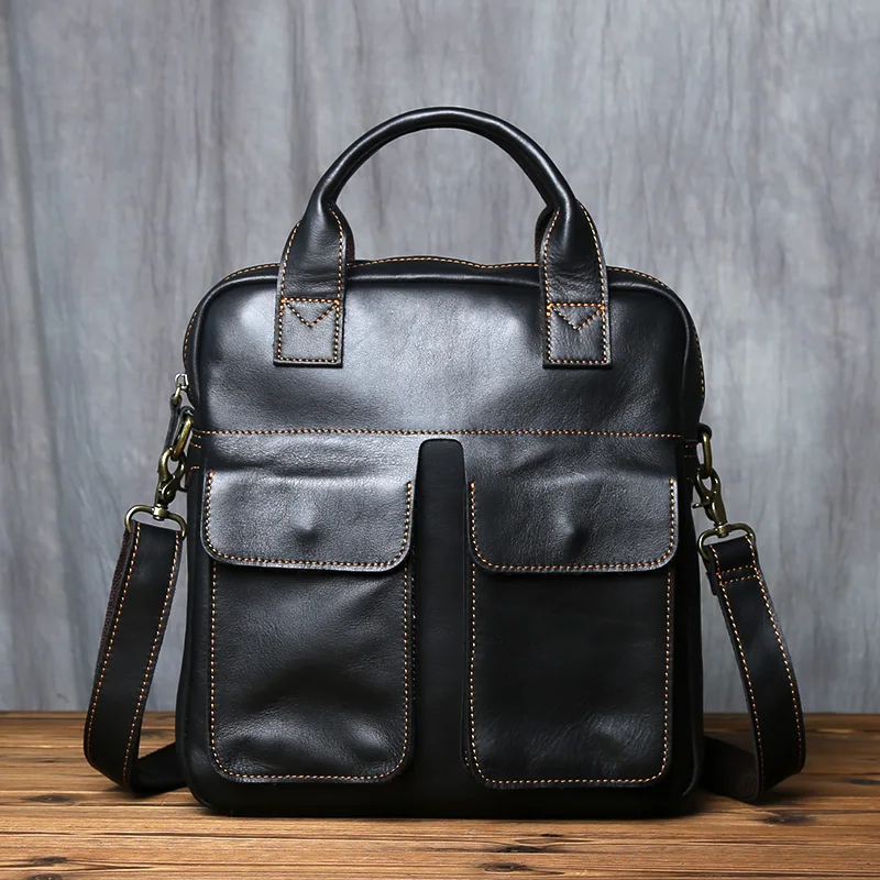 NZPJ Neue Retro Leder herren Handtasche Top Schicht Rindsleder Vertikale Einzigen Schulter Umhängetasche Briefträger Aktentasche Computer Tasche – Detail 24