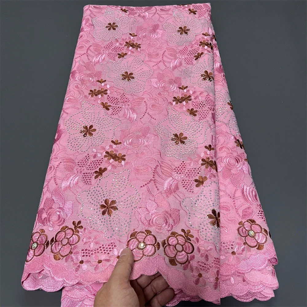 أحدث أقمشة الدانتيل الأفريقي 2025 جودة عالية، أقمشة قطنية بالمتر، التطريز، حجر الراين، الكتان، فستان الزفاف، تول، 5 ياردات