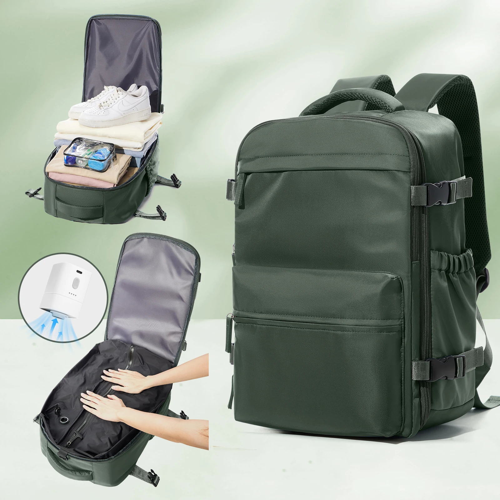 Vacuum Backpack Travel Bag for Men Large Capacity Backpack Business Laptop Backpack Women Men Expandable Backpack School Bag image 3