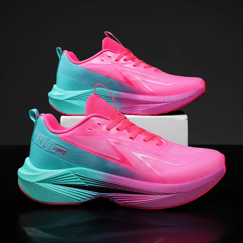 

2026Running Shoes Carbon Board Speciality Marathon Men Sports Reticular Breathable Lightweight Women's Athletic Nonskid Sneakers
