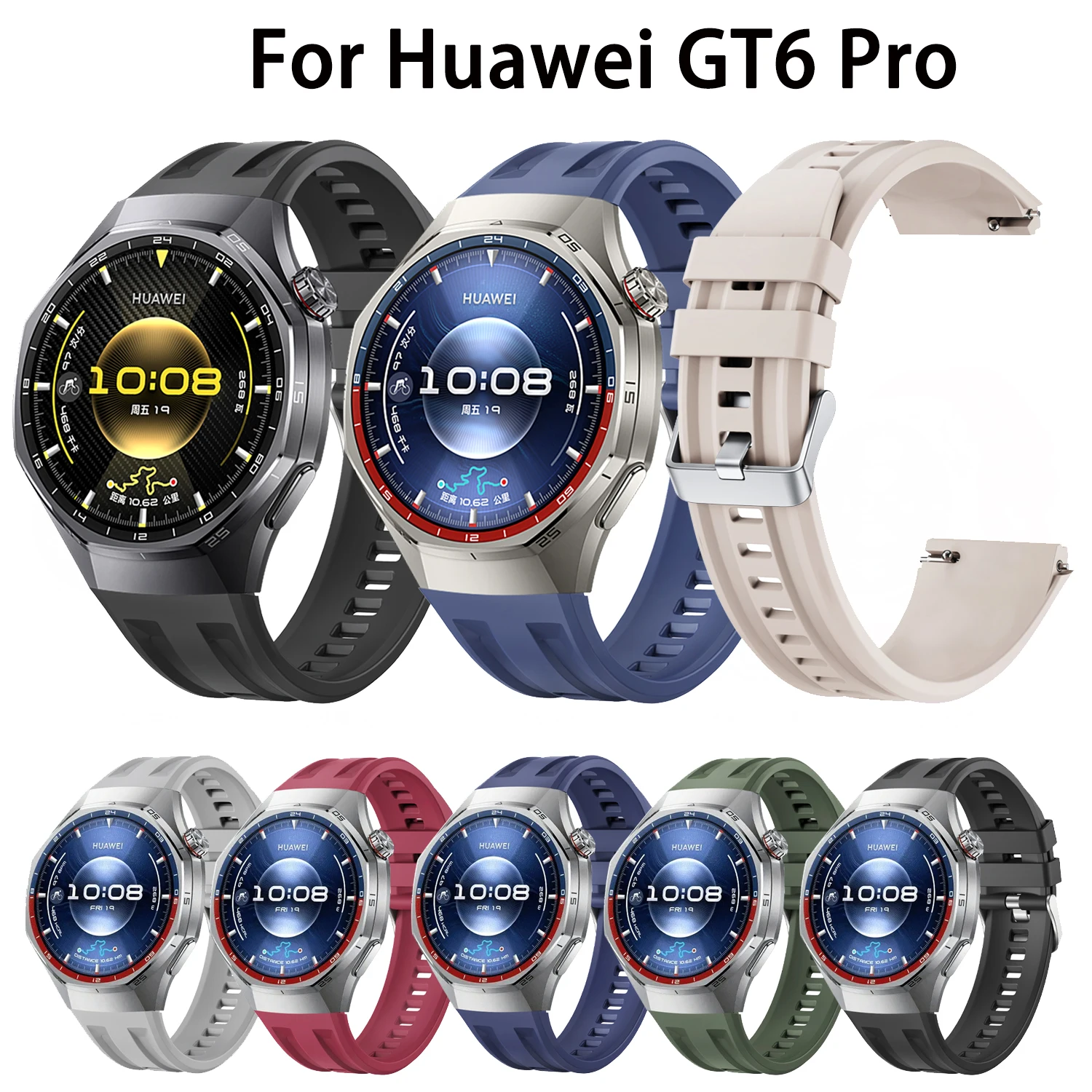 Armband ohne Lücken, kompatibel mit Huawei Watch GT6Pro, 46 mm, offizielles, weiches Silikon, verstellbare Sportarmbänder für GT6Pro-Zubehör
