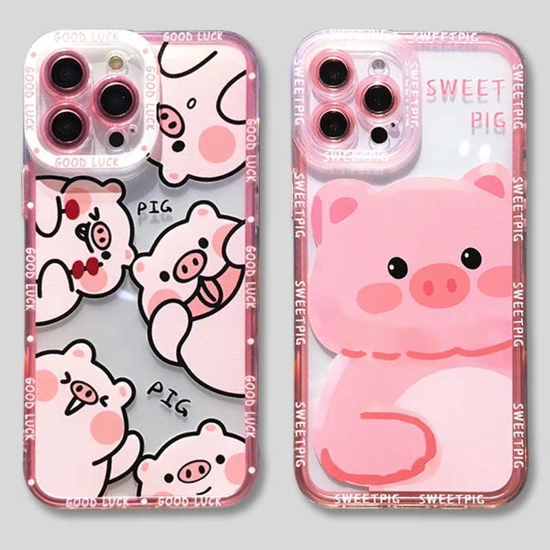 Funda para teléfono con diseño de dinosaurios y cerdos rosas, para modelos OPPO Reno 12, F12, 711, 102, F488, T8, Z7, Z6, 5 Pro Plus, 4G, 5G, transparente, de TPU flexible.