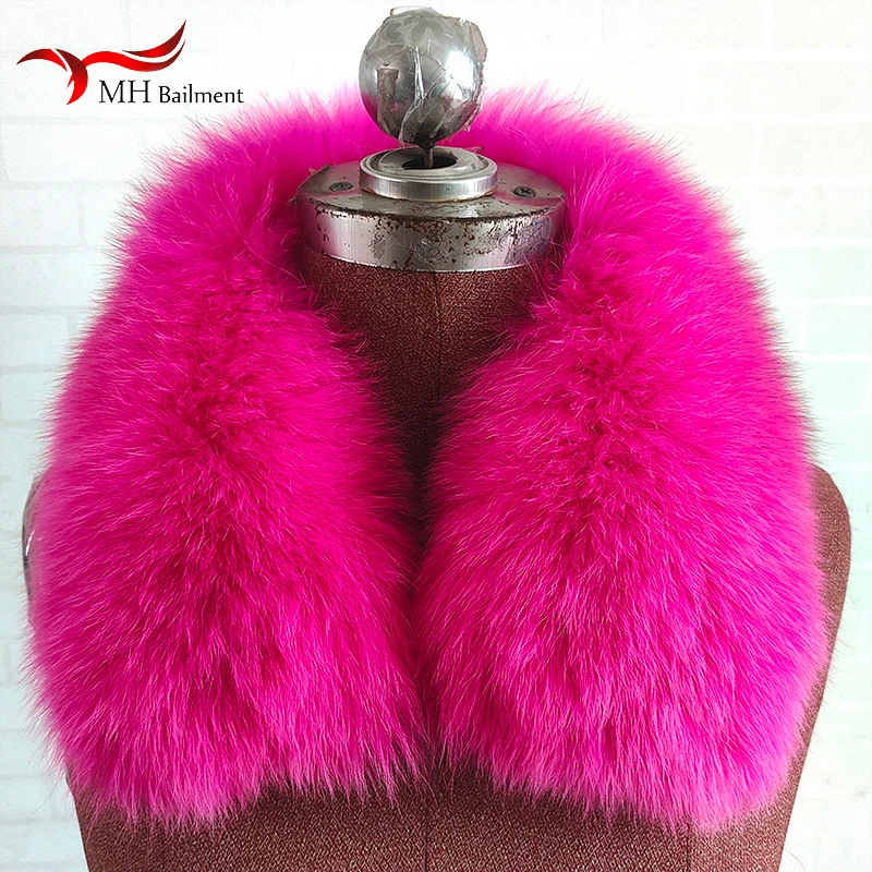 Hot Fashion Winter 100% Real Fox Fur Collar For Women Warm Natural Fur Scarf Men Black Hoods For Coat Jacket Neck 50cm 60cm