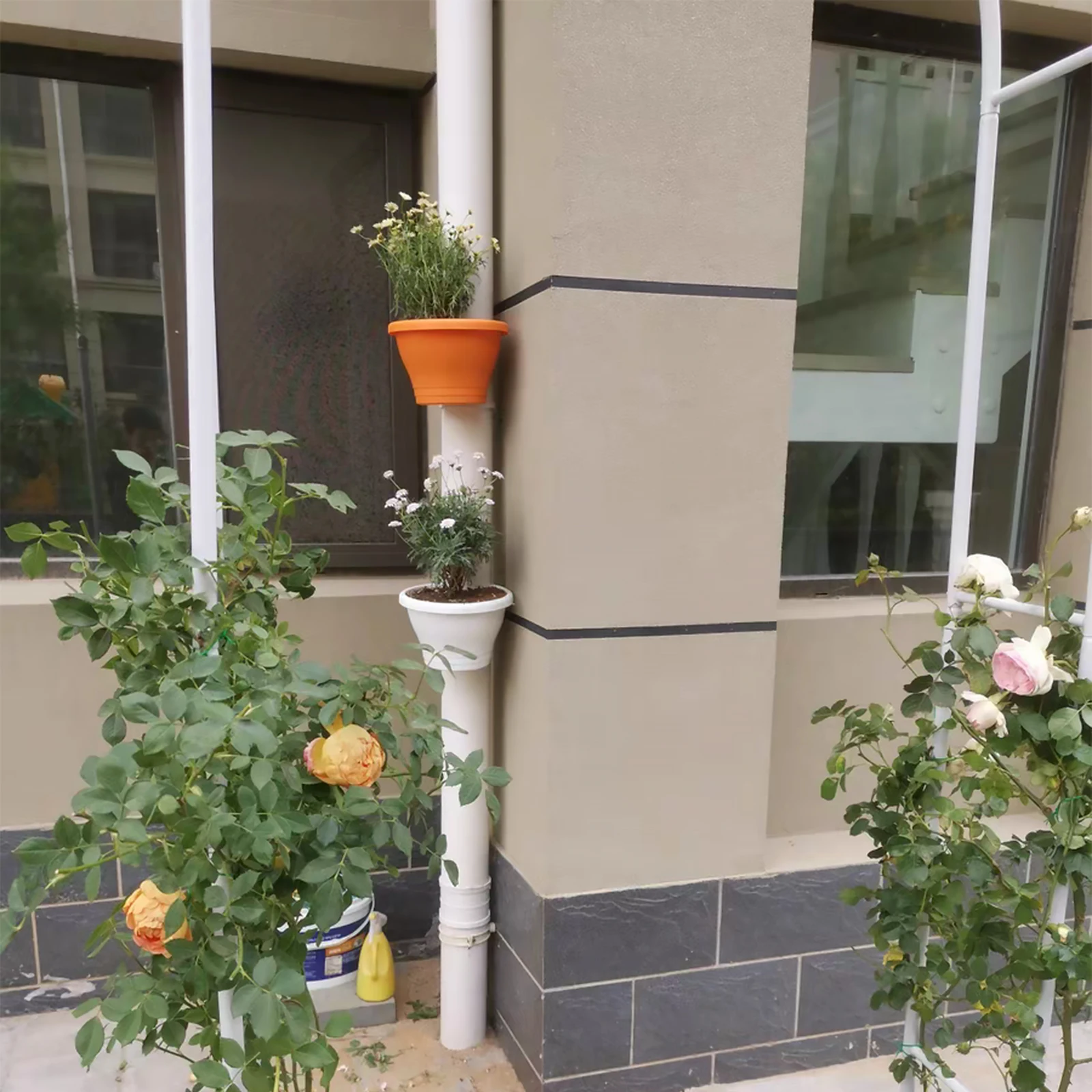 

3 pcs Pipe Style Flower Pots Drainage Design Durable Hanging Planters For Indoor Outdoor Use Vertical Garden Planter Basket