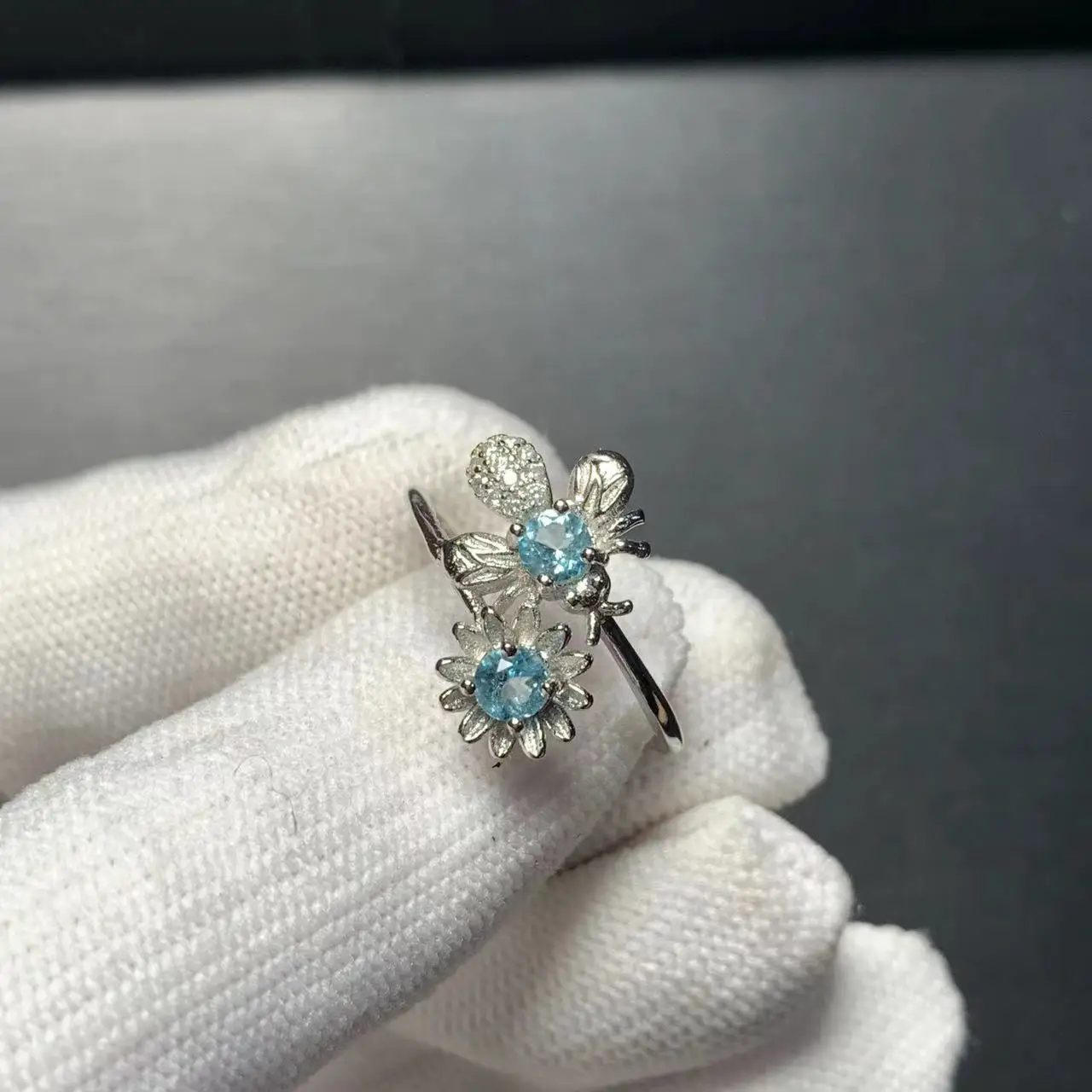 

Кольцо MM с натуральным синим топазом, регулируемое женское кольцо, ювелирные изделия для женщин, подарок, оптовая продажа, высокое качество, винтажное изысканное