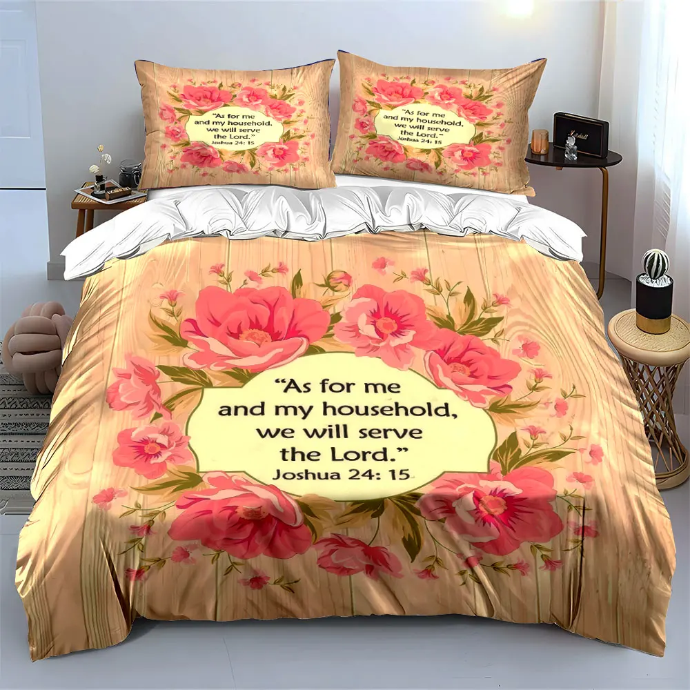 

"Floral Scripture Wall Art Set" kid's and adults' bedroom decor, Exquisite three-piece bedding set gift