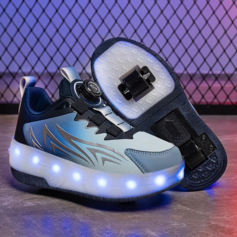 كعب للأولاد بعجلتين قابل للسحب: أحذية صيفية غير مرئية للأطفال الأكبر سنًا