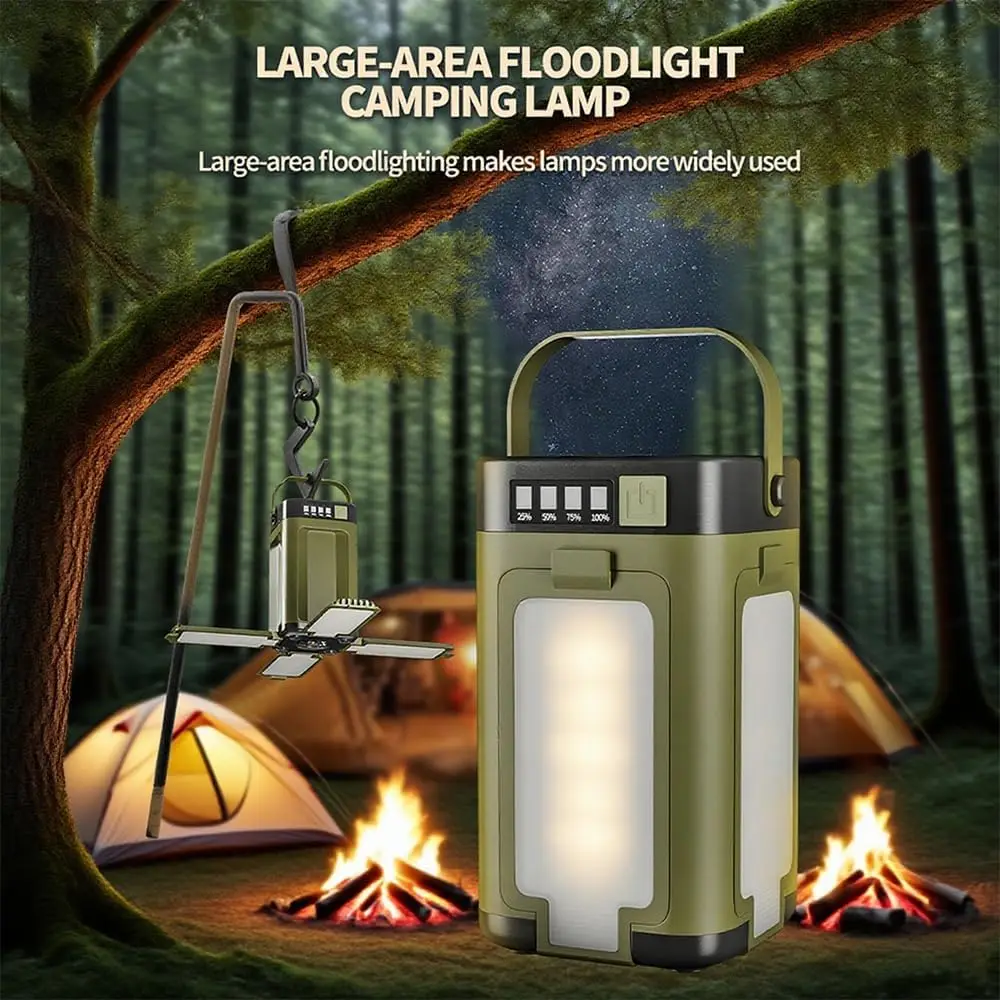 

Водонепроницаемый светодиодный фонарь для кемпинга с солнечной панелью/зарядкой типа C, 4-панельная расширяемая конструкция, функция Power Bank для отключения электроэнергии