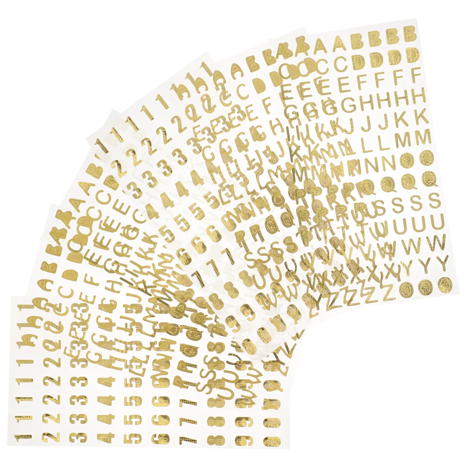 

6pcs 6 Sheets Gold Foil Hot Stamping Letter Alphabet Decals Scrapbook Decor Planner Accessories Number Stickers DIY Crafts Kids