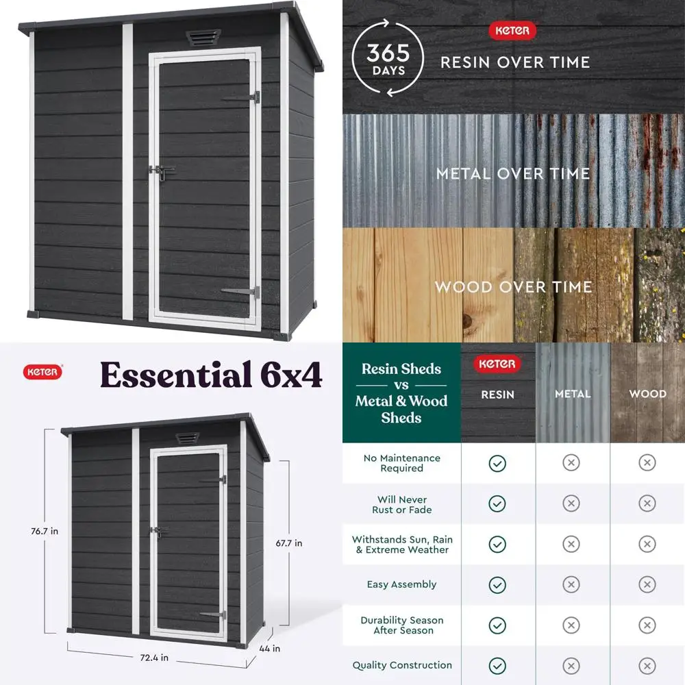 

Resin Storage Shed 4x6: Perfect for Outdoor Furniture, Gardening, Bikes, and Beach Essentials