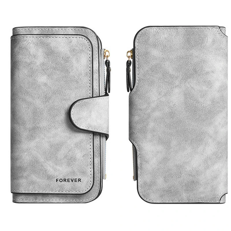 بامبي المرأة طويلة سستة محافظ مشبك حقائب اليد محفظة نسائية للعملات المعدنية لينة بولي Leather الجلود حامل بطاقة متعددة موضة حقيبة سعة كبيرة هدية #3