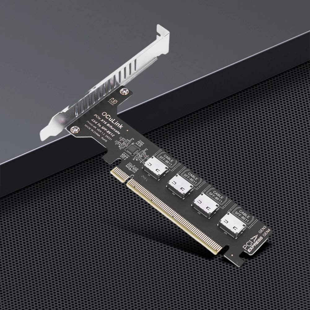 PCI-Express4.0 16x PCIE Detachable To 1/4 Oculink Split Bifurcation Card for U.2 SSD EGPU External Graphics Card Dock