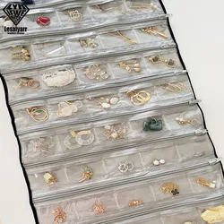 Jewelry Display Bag Transparent PVC Grid Bag Earring Storage Bag Pendant Velvet Roll Bags Jewellery Cases Bracelet Chain Lattice