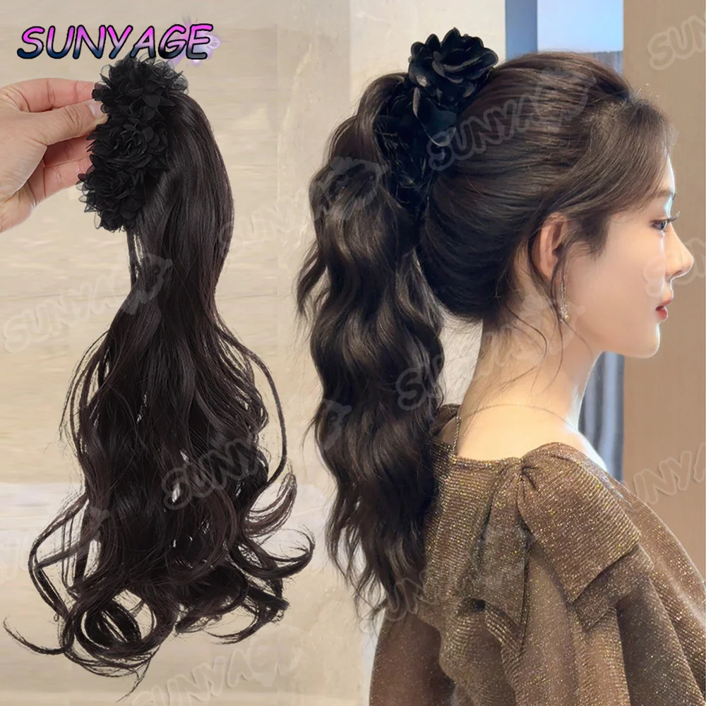 

Synthetic Curly Ponytail Hairpiece High Ponytail Banana Clip Ponytail Voluminous Fluffy Hair Ponytail Extension with Clip