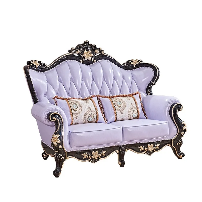 European sofa combination, living room first layer cowhide luxury all solid wood leather sofa