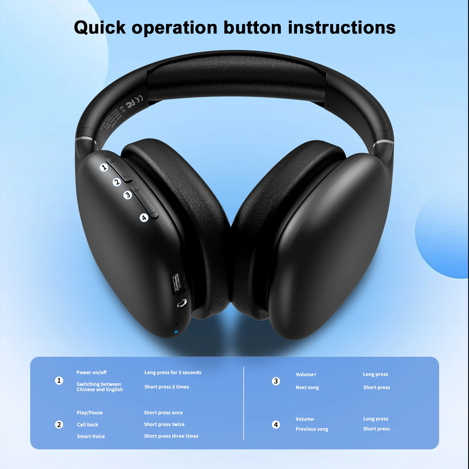 Bluetooth Headphones Over-Ear, Foldable Wireless and Wired Stereo Headset,Soft Earmuffs &Light Weight for Prolonged Wearing