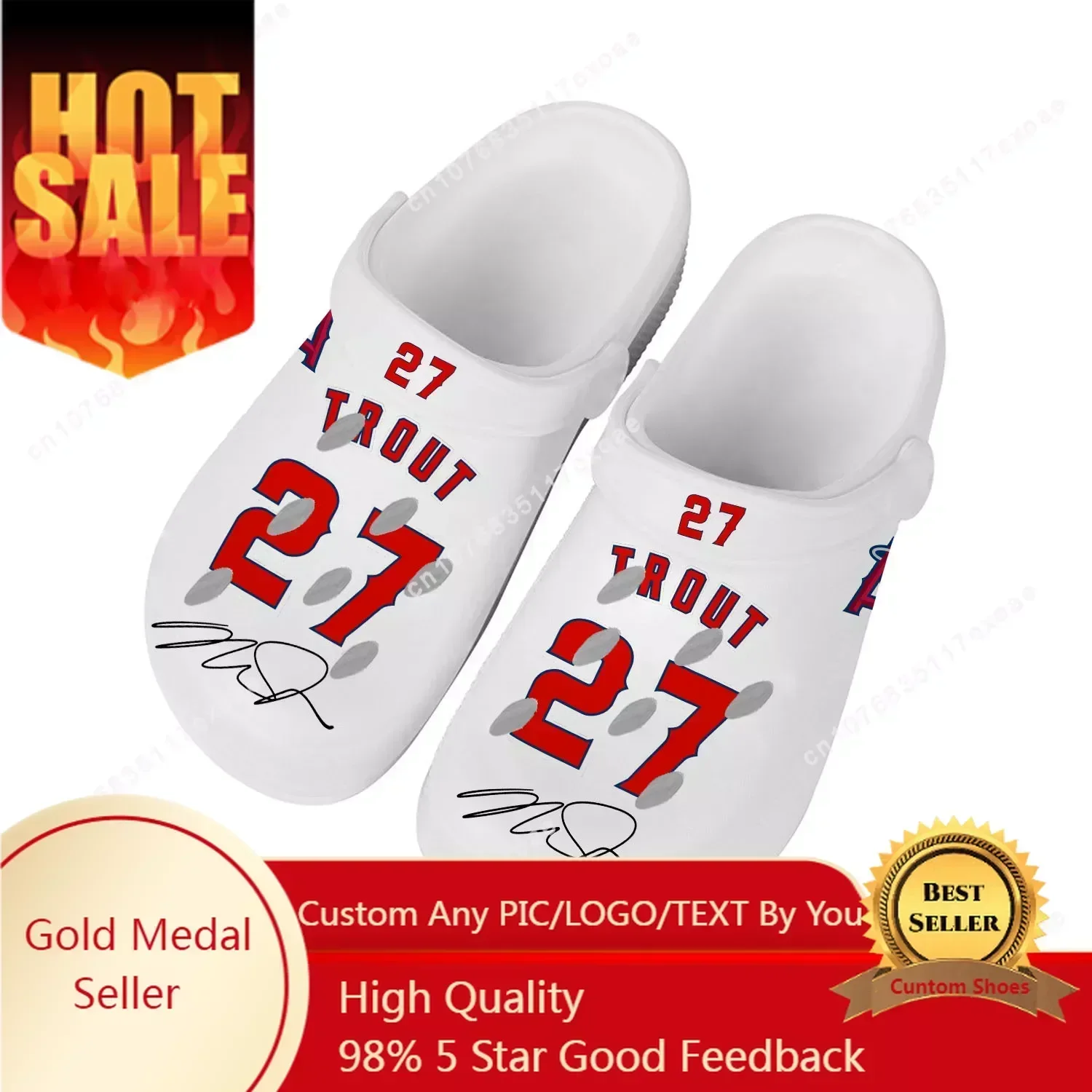 

Los Angeles baseball Home Clog Mens Women Youth Boy Girl Sandals Angels Mike Trout NO 27 America Shoes Custom Shoe Hole Slippers