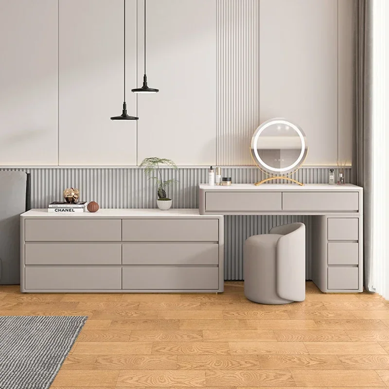 

Grey Jewelry Dressing Tables Luxury Hollywood Girls Holder Dressing Table Vanity Cloth Stool Home Furniture