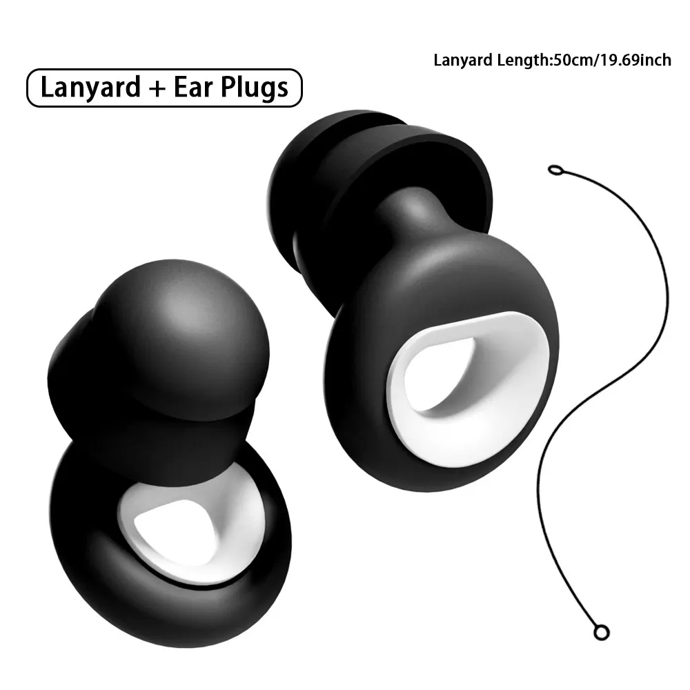 Reduce Irritating Background Noise During Night Sleep Double Layer Silicone Earplugs With Silicone Lanyard Flexible Silicone Fit