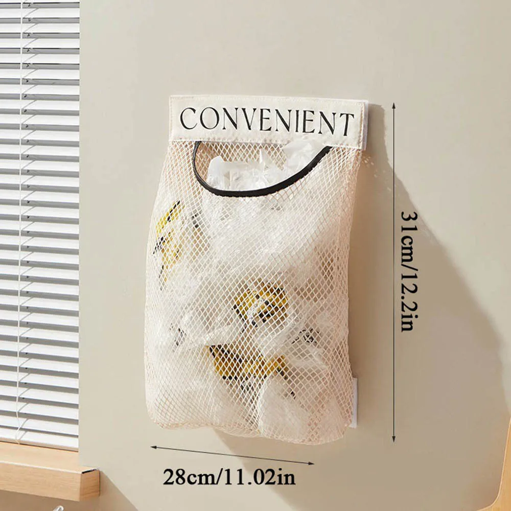 Hanging storage bag for household storage, large capacity kitchen storage bag, bathroom mesh case organizer, Velcro mesh bag