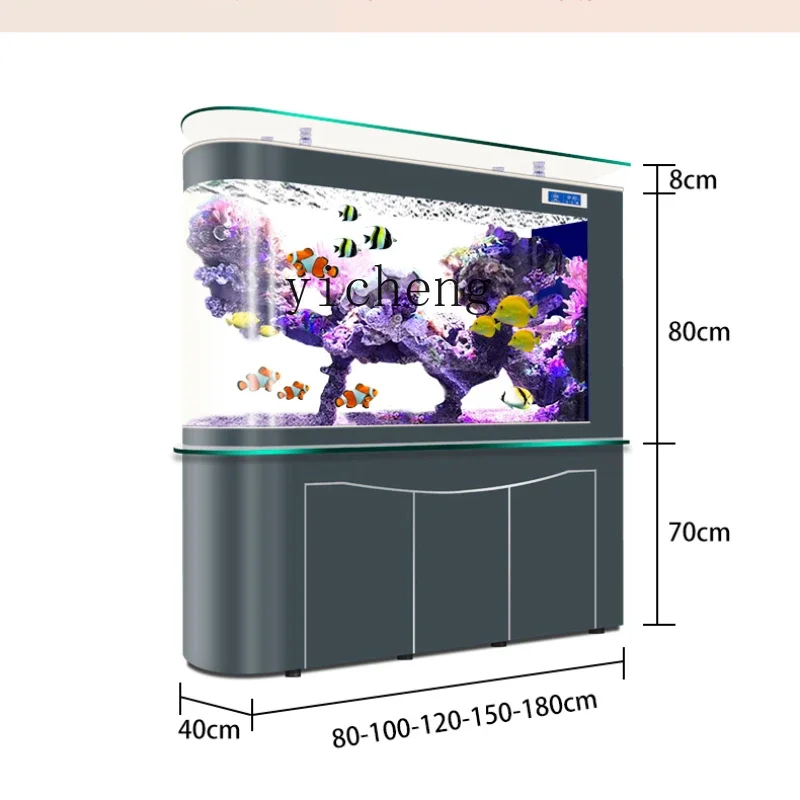 

ZC Bullet Fish Tank Living Room Aquarium Home Intelligent Temperature Display Partition Screens Bottom Filter Fish Globe