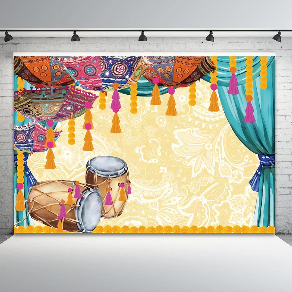 Indian Traditional Wedding Backdrop Diwali Flower Marigold Marriage Hindu Curtain Bridal Shower Party Photography Background