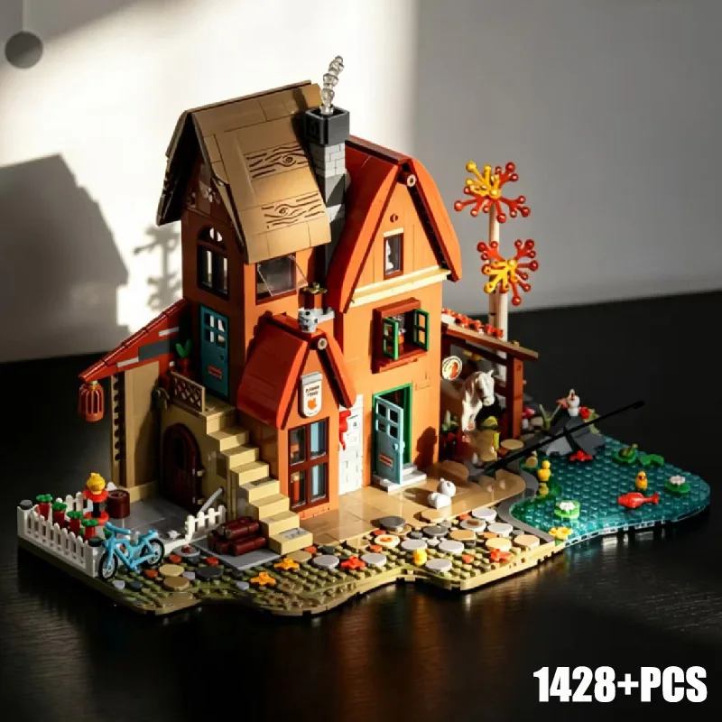 City Series 1428pcs Autumn Town Micro Building Blocks Country Villa Mini House Model Diamond Bricks Toys Gifts For Adult Girls