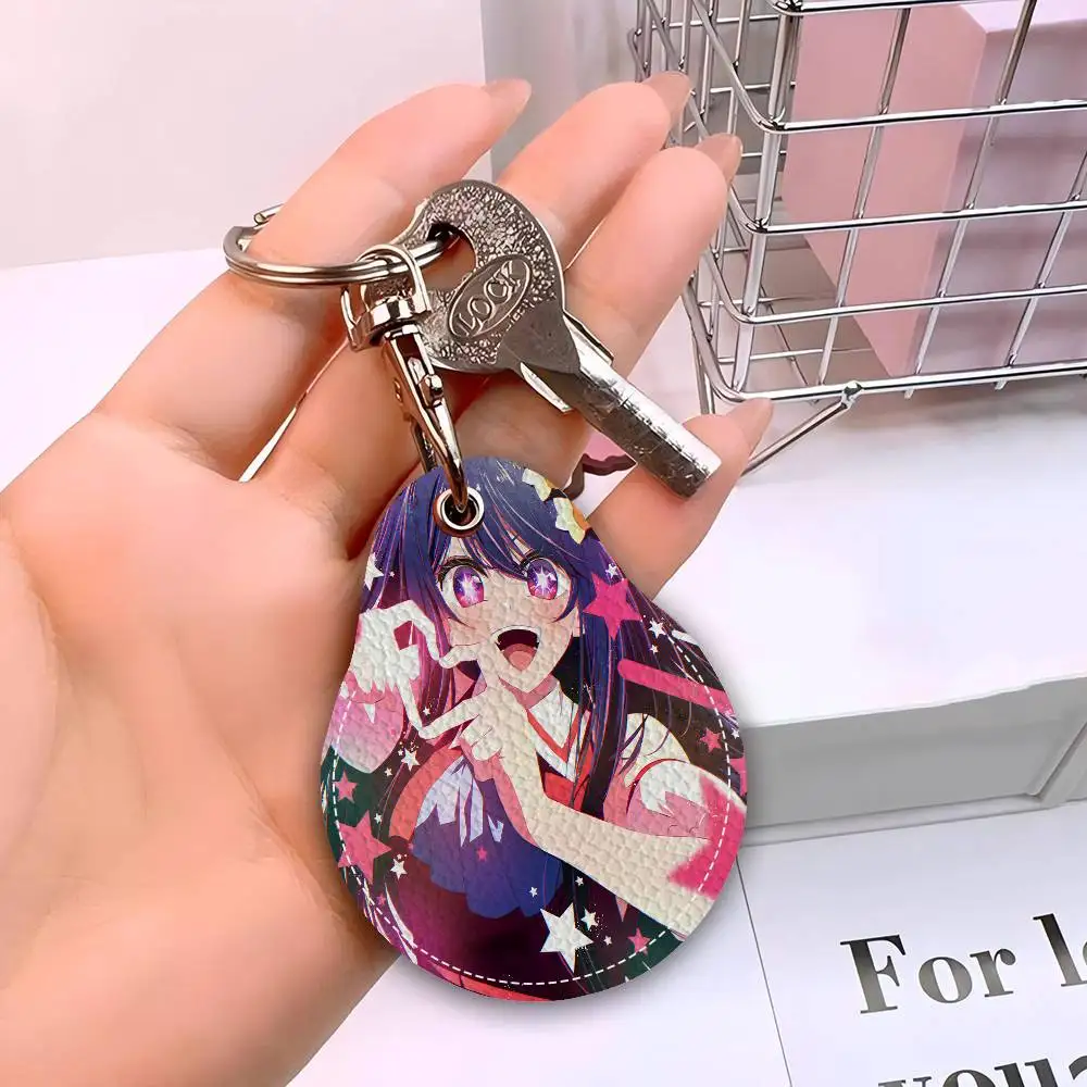 Oshi No Ko Hoshino Ai 1 قطعة بو الجلود المفاتيح واقية قفل الباب التحكم في الوصول العلامات حافظة للبطاقات مفتاح العلامة الدائري #3