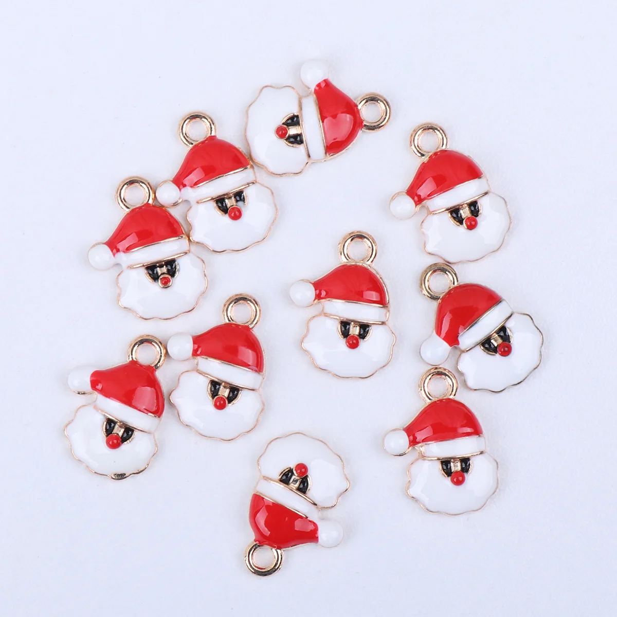 10 Pcs Christmas Ornament DIY Earrings Jewelry Accessories Decorations Bracelet Making Charms Xmas Enamel Pendants Miss