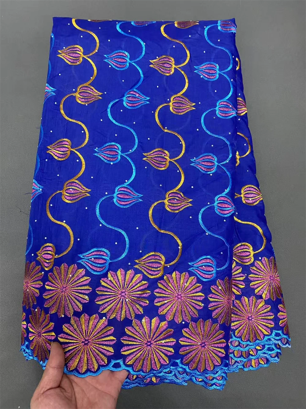 

Autumn and winter Swiss Voile Lace Fabric High-Quality African Cotton with Rhinestone for Wedding Party Dress 2025 Style