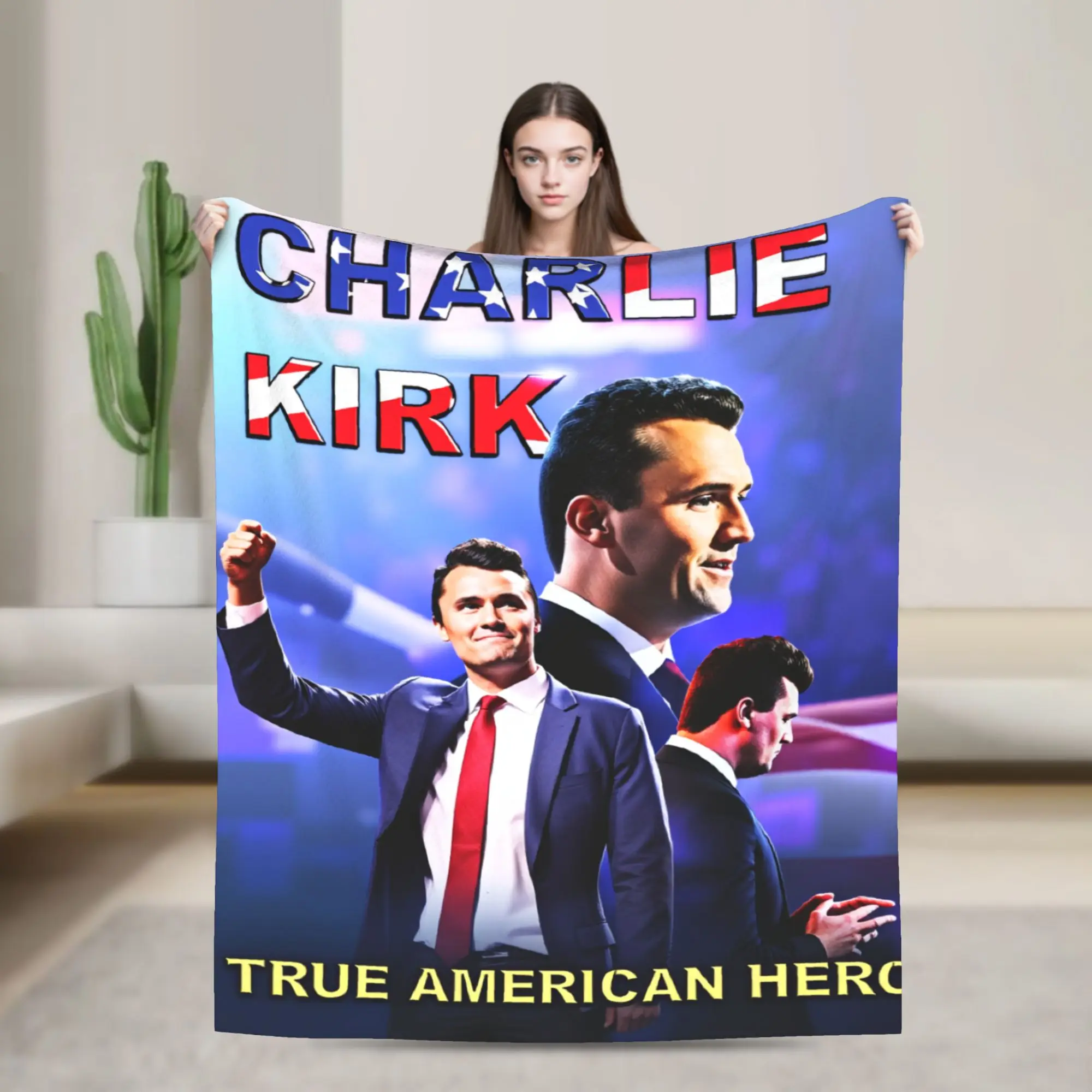 Charlie Kirk Angelic Advocate  Warm Blanket  Boy Girl Plush Throw Blanket Fluffy Couch Bed Flannel Bedspread Sofa Bed Cover