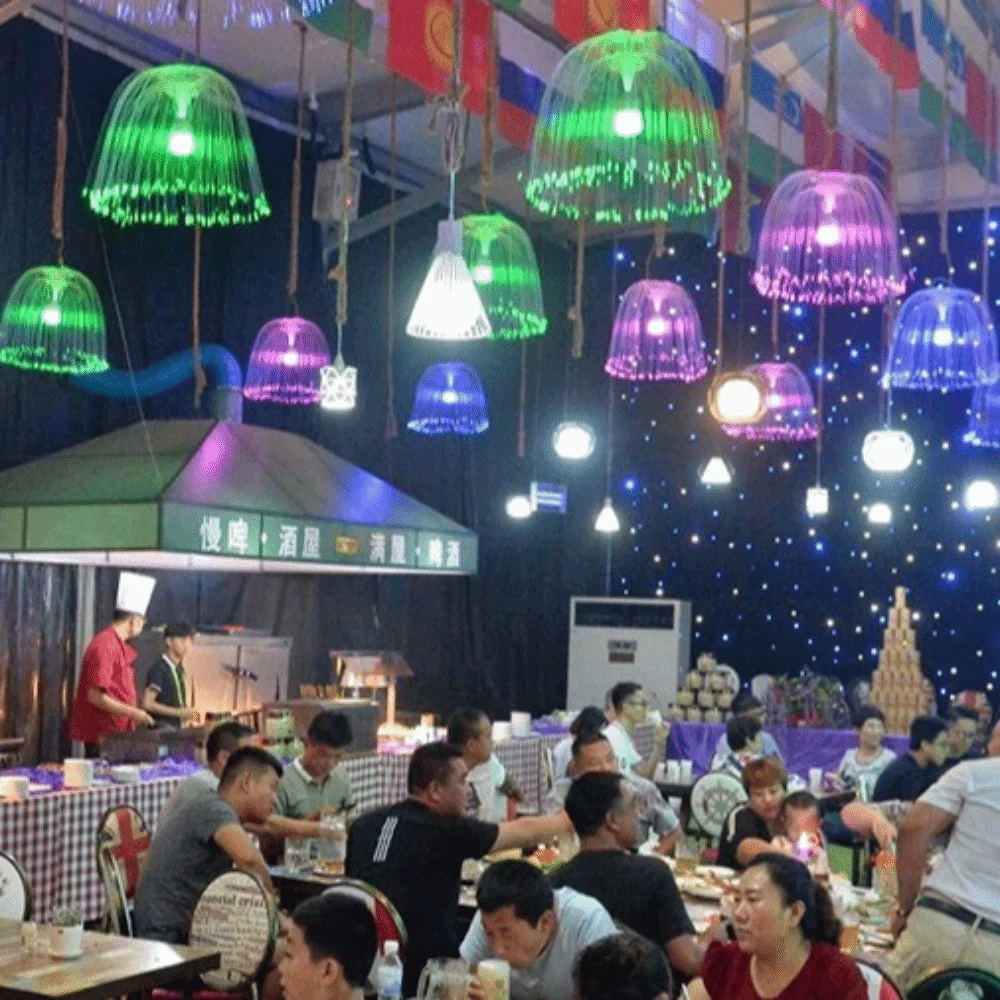 Fiber Optic Filament Jellyfish LED Light External Controller Waterproof Shell Atmosphere Decor Light Hanging Mount Design