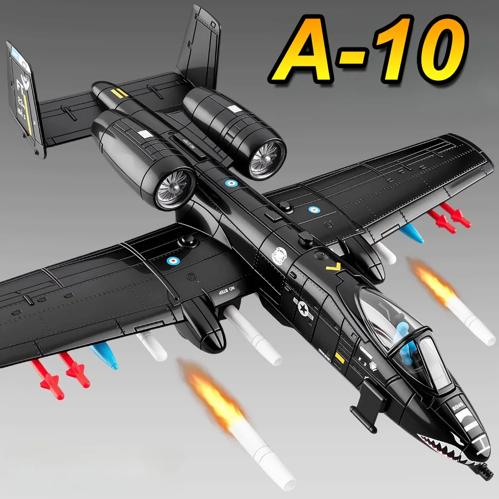 1:32 Aleación A-10 Thunderbolt II  Avión de ataque F-14 Tomcat Fighter Diecast modelo militar juguetes coche sonido luz niño recoger regalo