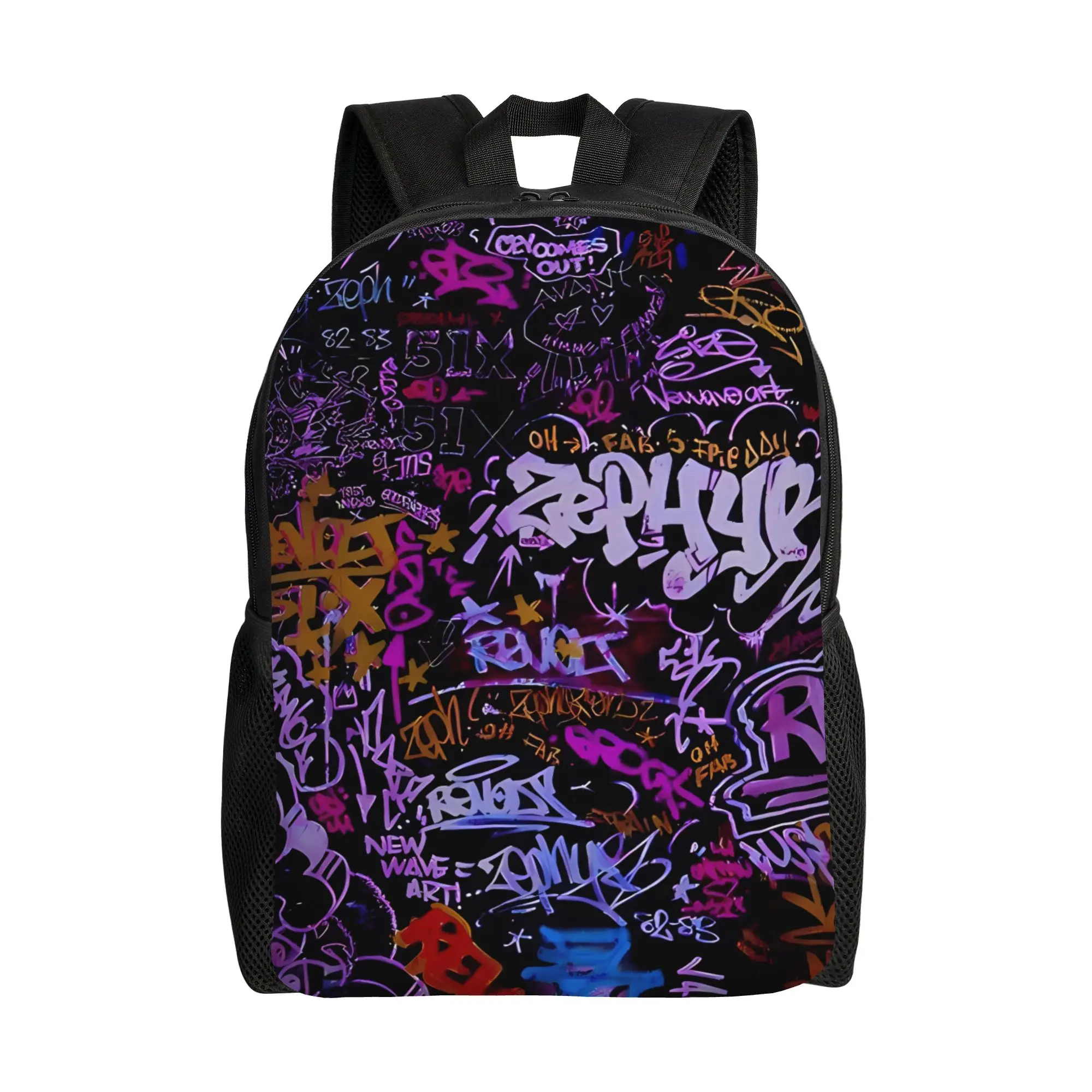 Mochila escolar Y2K colorida con estampado tribal y grafiti para estudiantes, mochila diaria de gran capacidad para portátil, temporada de regreso a clases