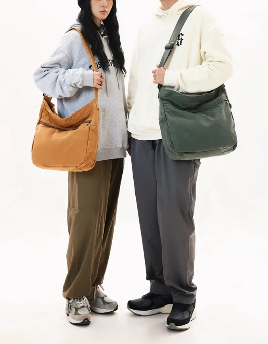 100% Cotton Shoulder Bags For Women Korea Style Fabric Crossbody bags Lager Capacity Canvas Casual Totes Unisex Leisure Packages